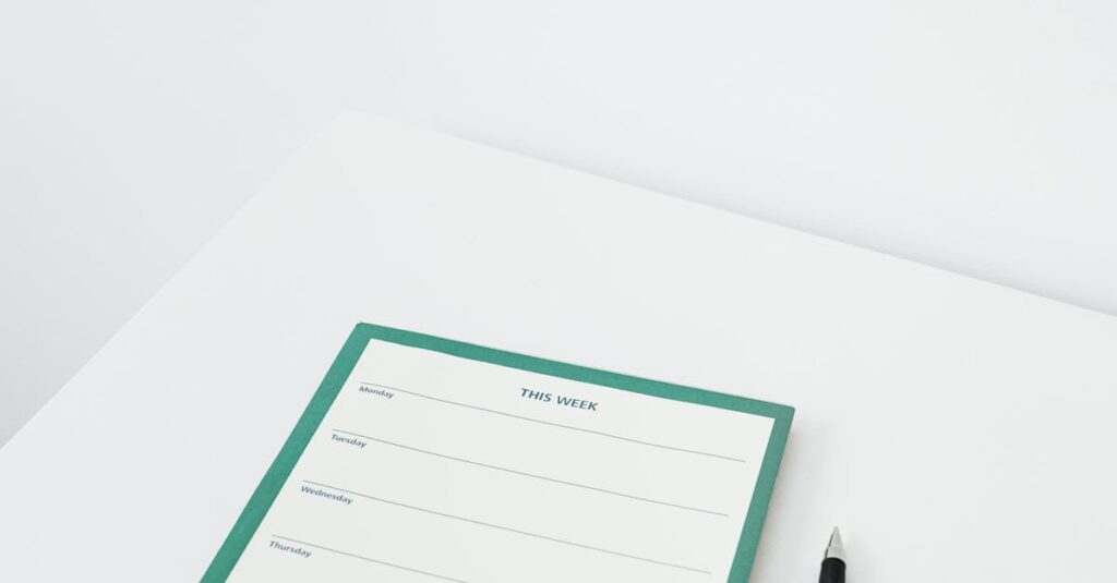 平日と休日の食事プランを表形式で説明したイラスト。朝昼晩のメニューが整理されている様子