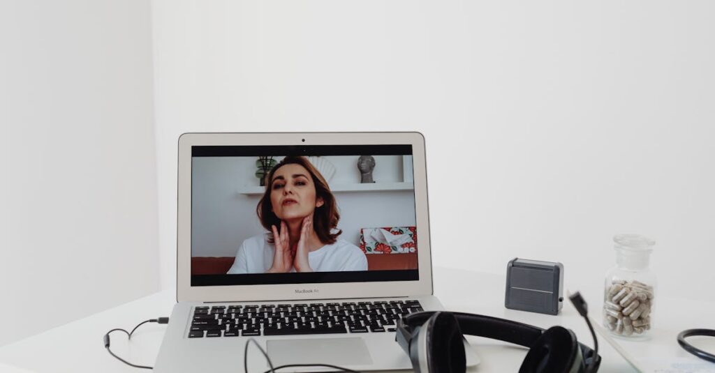 英語学習についてプロのコーチとオンラインで1対1相談している様子